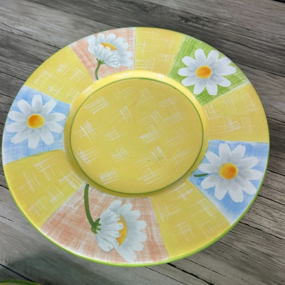 Yankee Candle Daisy Shade Plate Set Tealight Tray Trinket Dish‎ Floral Country